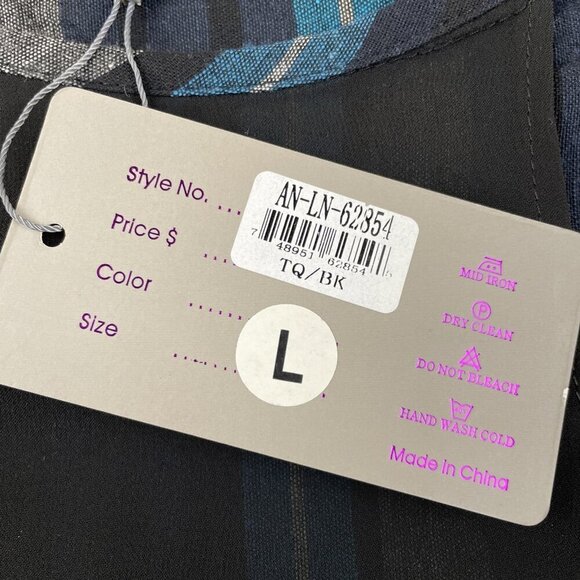 Pretty Angel Two Piece Multi layer Dress Tunic Women’s L Striped Teal Black - Picture 8 of 11